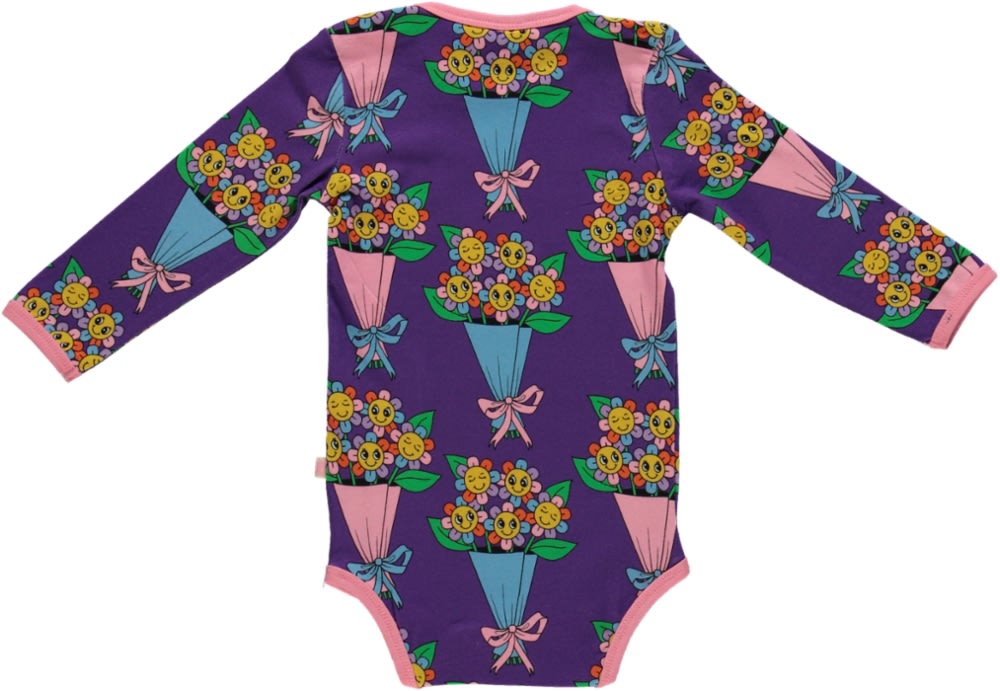 Long-sleeved baby body with flowers