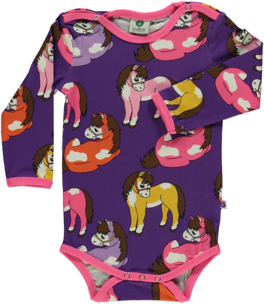 Long-sleeved baby body with horses