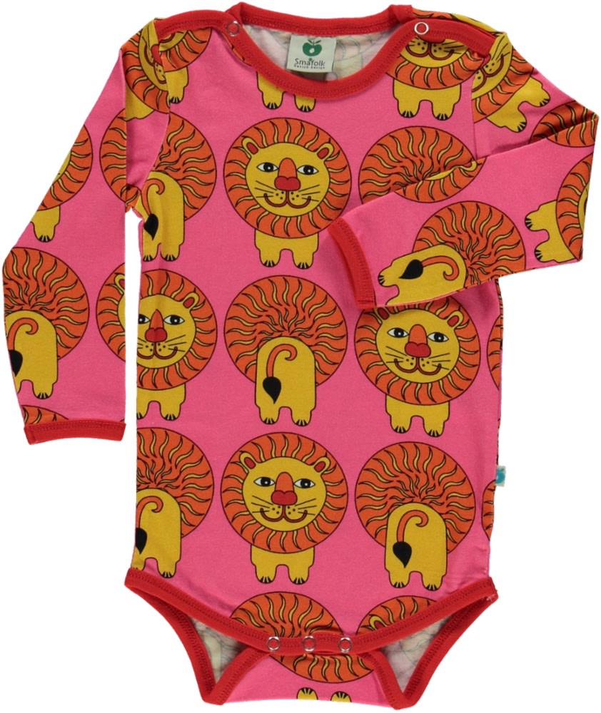 Long-sleeved baby body with lions