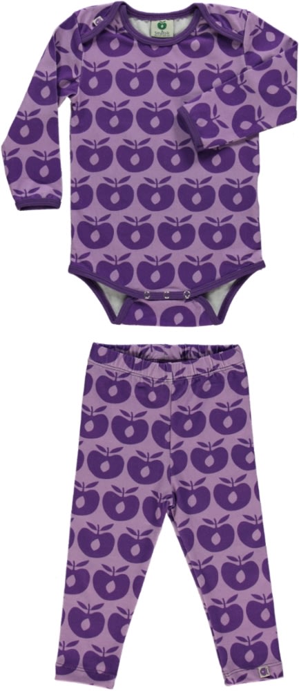 Set with long-sleeved baby body and leggings with retro apples