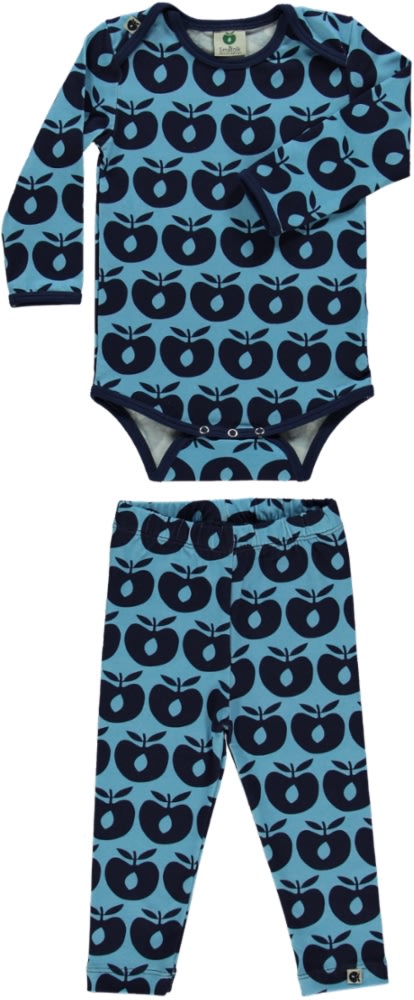 Set with long-sleeved baby body and leggings with retro apples