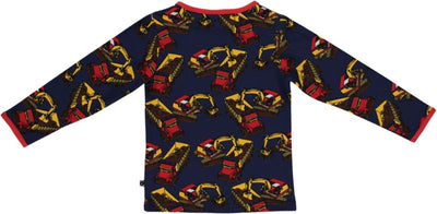 Long-sleeved top with excavators and trucks
