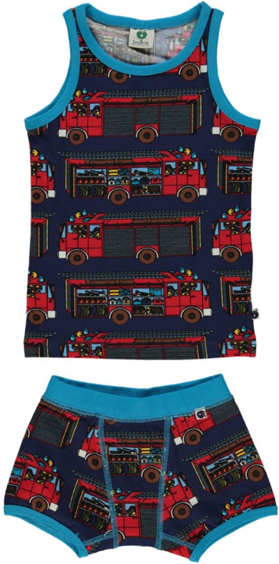 Underwear set with firetrucks