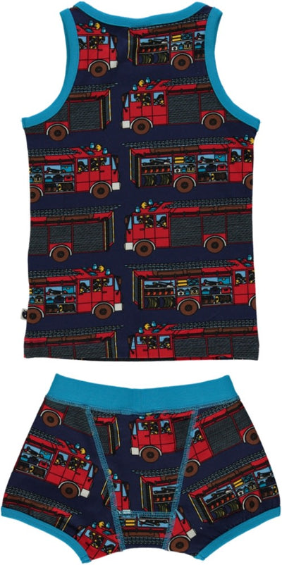 Underwear set with firetrucks