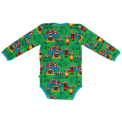 Long-sleeved baby body with mushroom houses