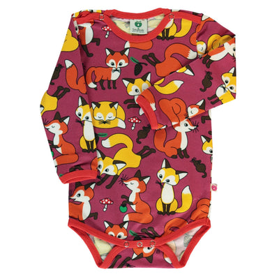 Long-sleeved baby body with foxes