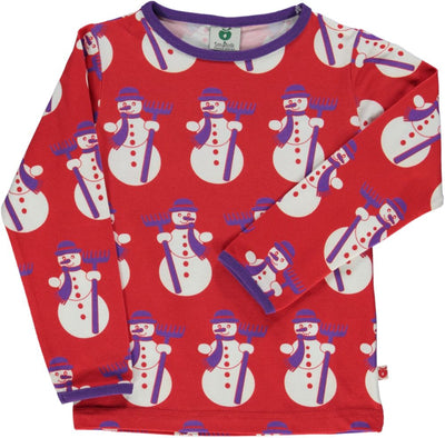 Long-sleeved blouse with snowmen