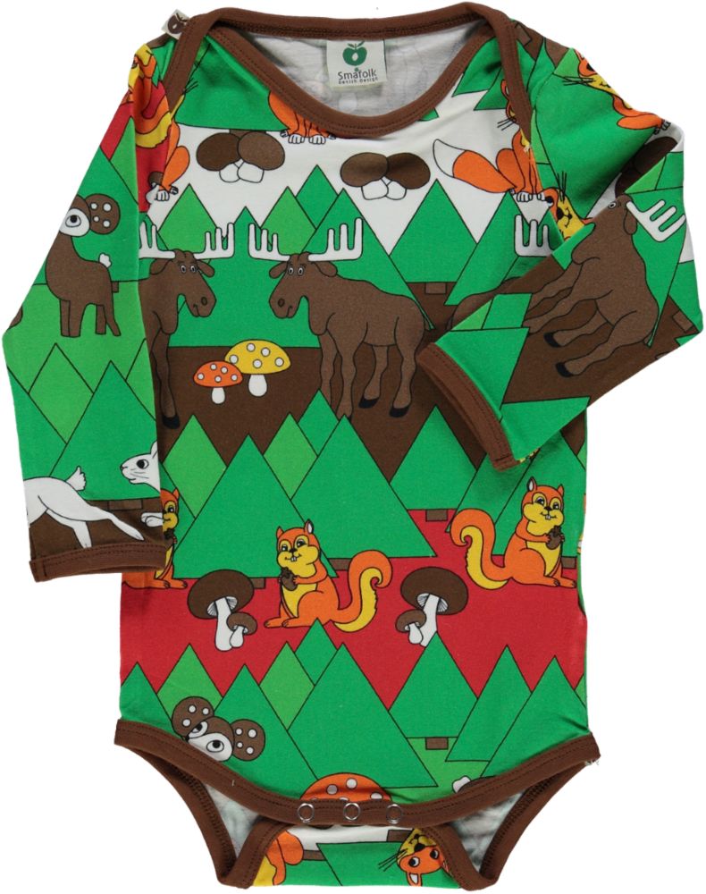 Long-sleeved baby body with Christmas landscape