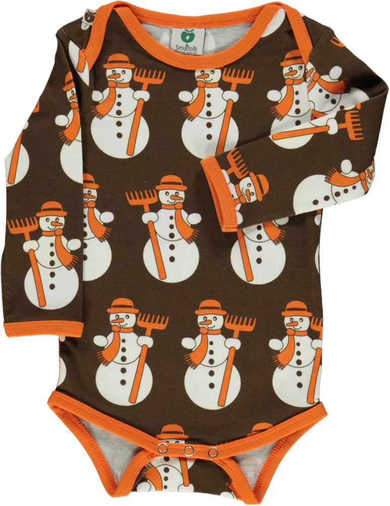 Long-sleeved baby body with snowmen