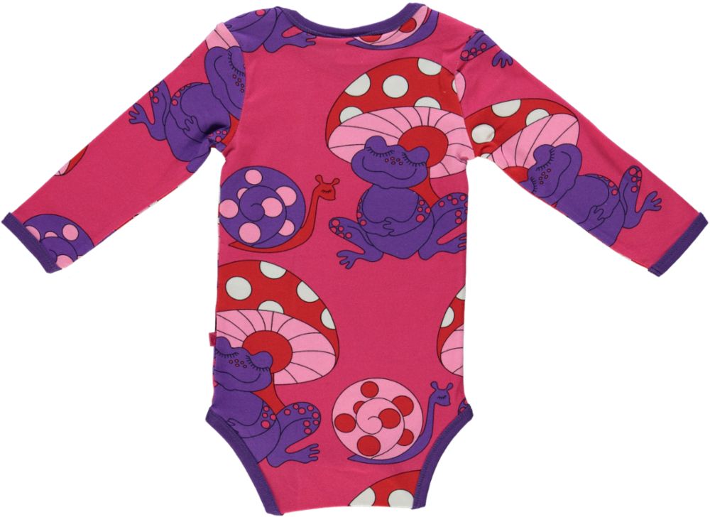 Long-sleeved baby body with frogs and snails