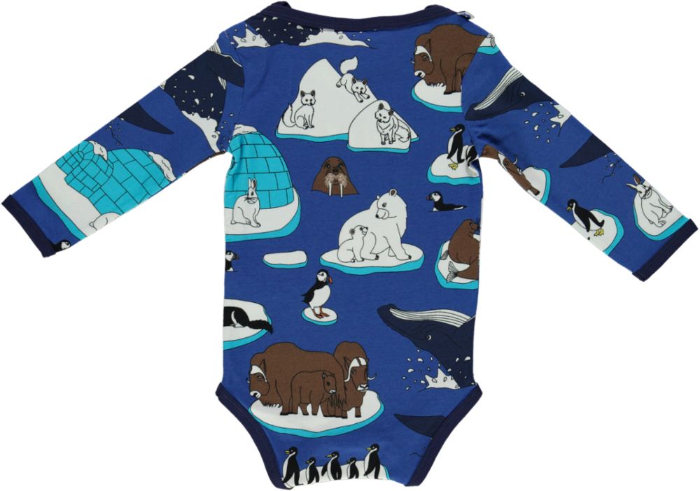 Long-sleeved baby body with winter animals