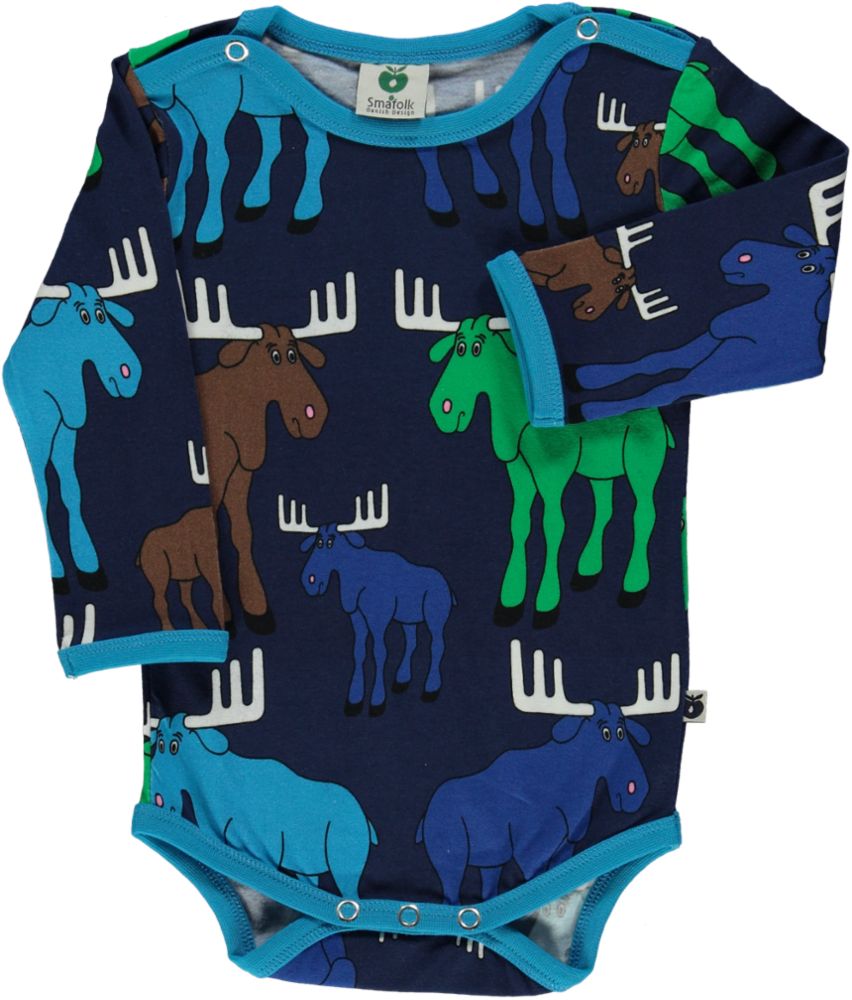 Long-sleeved baby body with moose