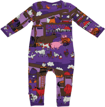 Long-sleeved baby suit with farm