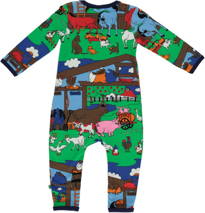 Long-sleeved baby suit with farm