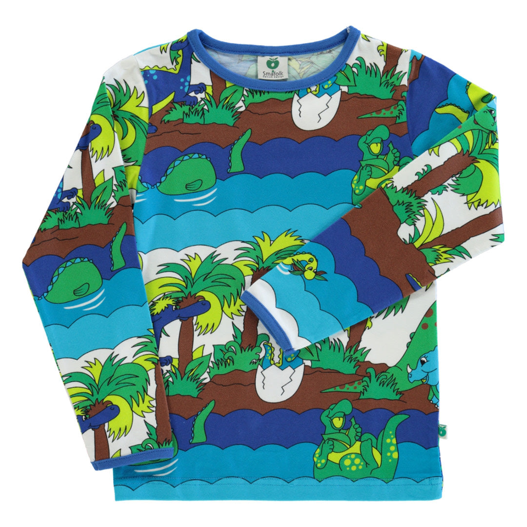 Long-sleeved top with dinosaurs