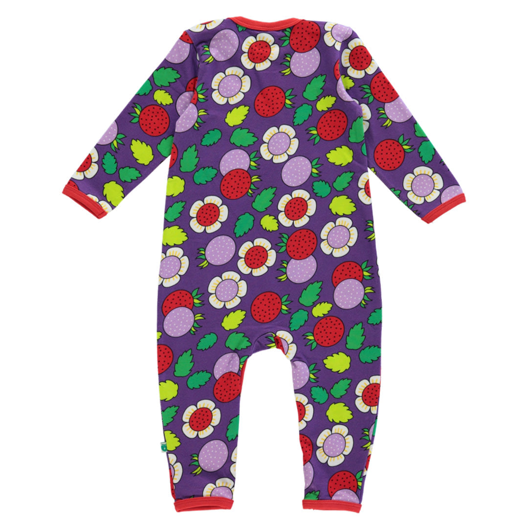Long-sleeved baby suit with strawberries